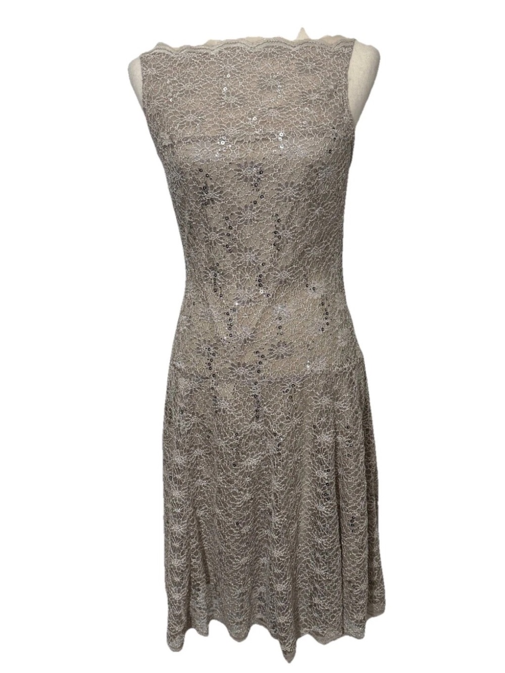 J Taylor Lace Sequined Sleeveless Dress Size 4